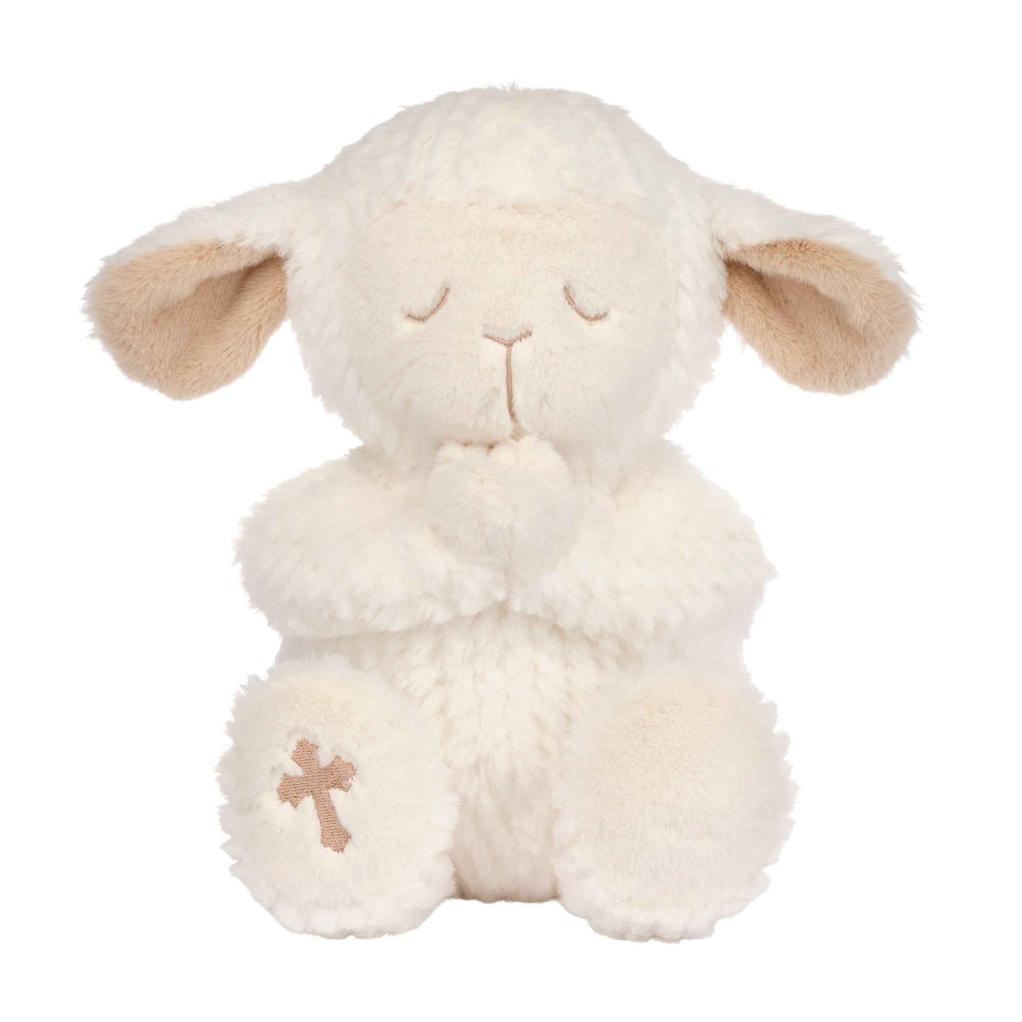 Peluche agneau blanche en position de prière