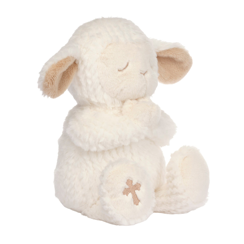 Peluche agneau blanche en position de prière