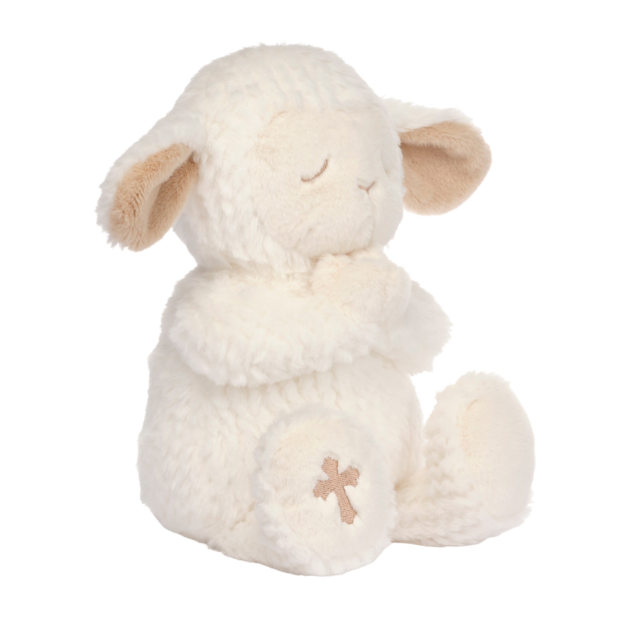 Peluche agneau blanche en position de prière