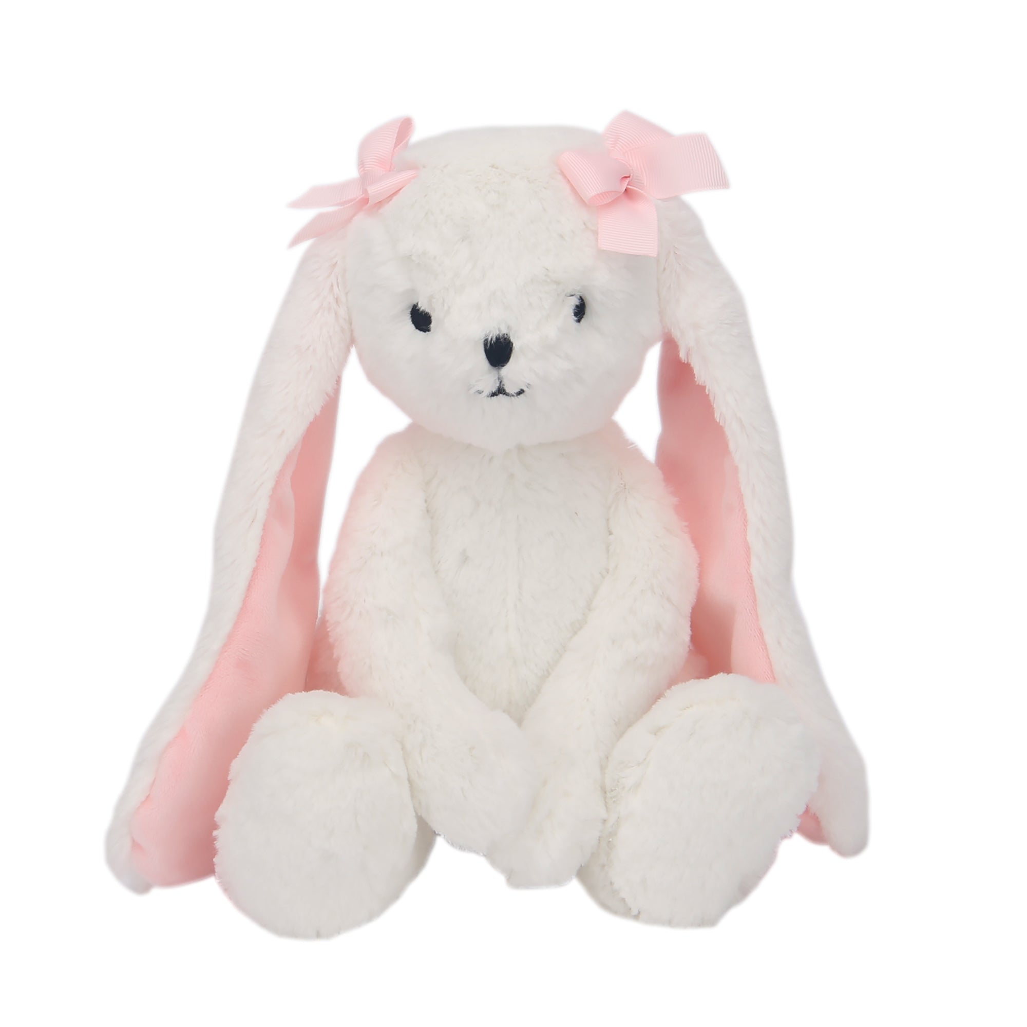 Peluche lapin blanc avec des nœuds roses