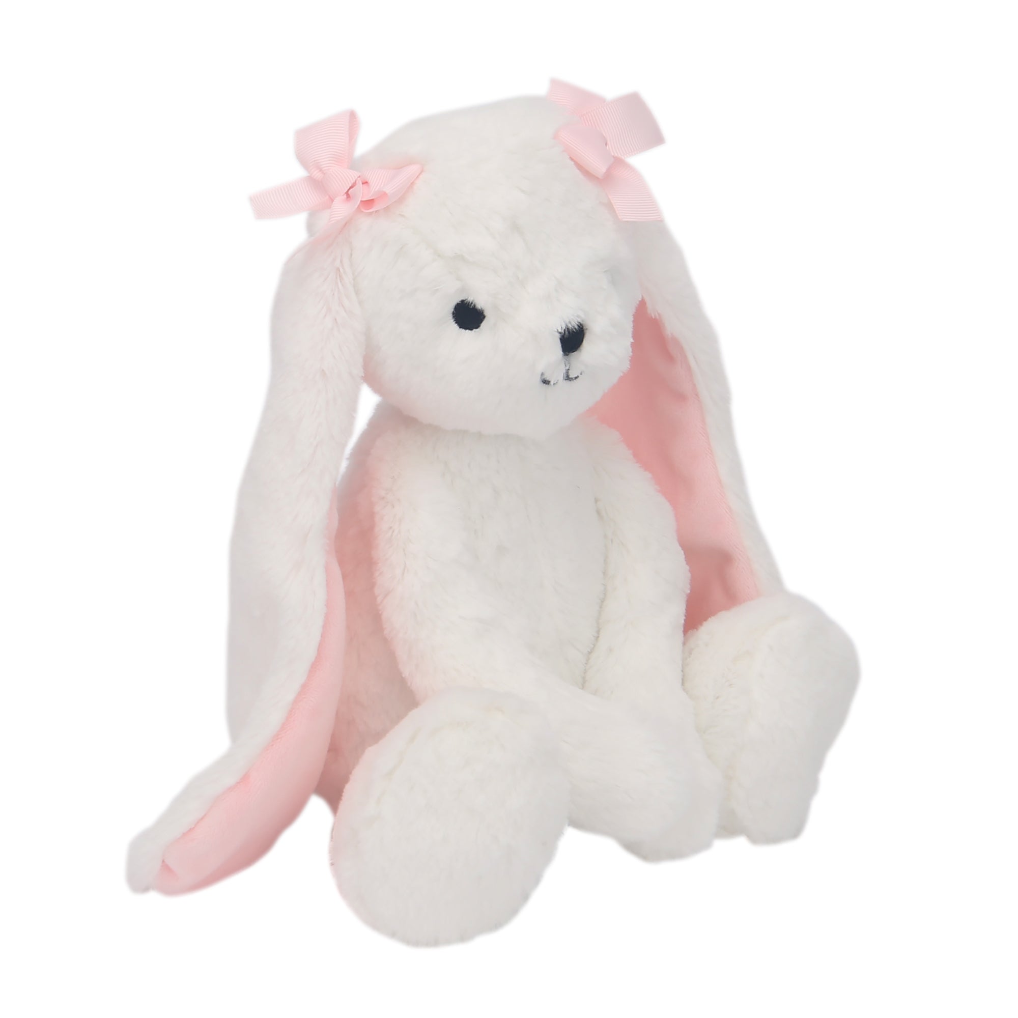 Peluche lapin blanc avec des nœuds roses