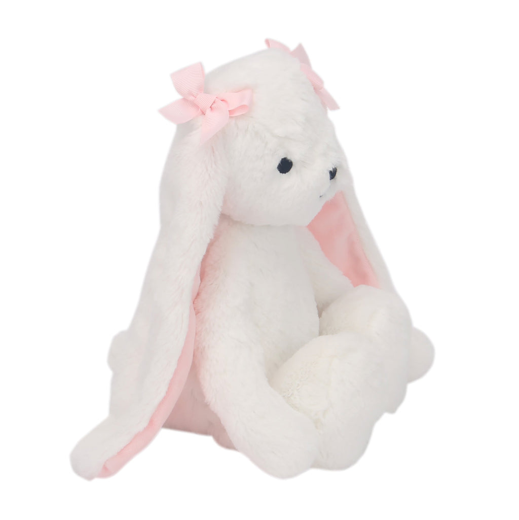Peluche lapin blanc avec des nœuds roses