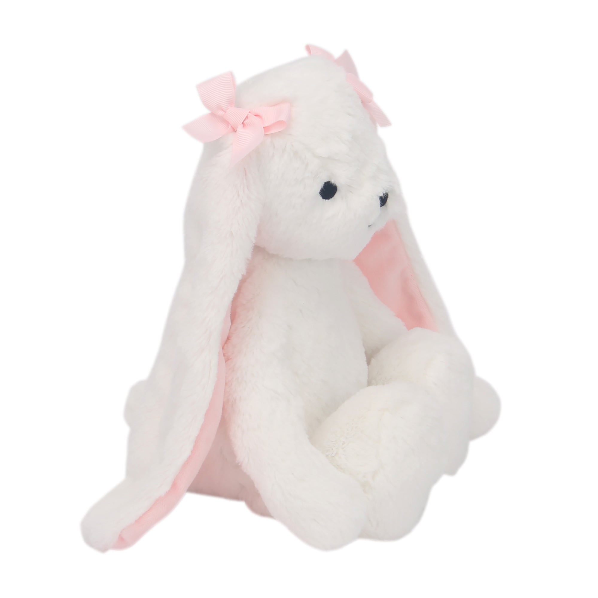 Peluche lapin blanc avec des nœuds roses