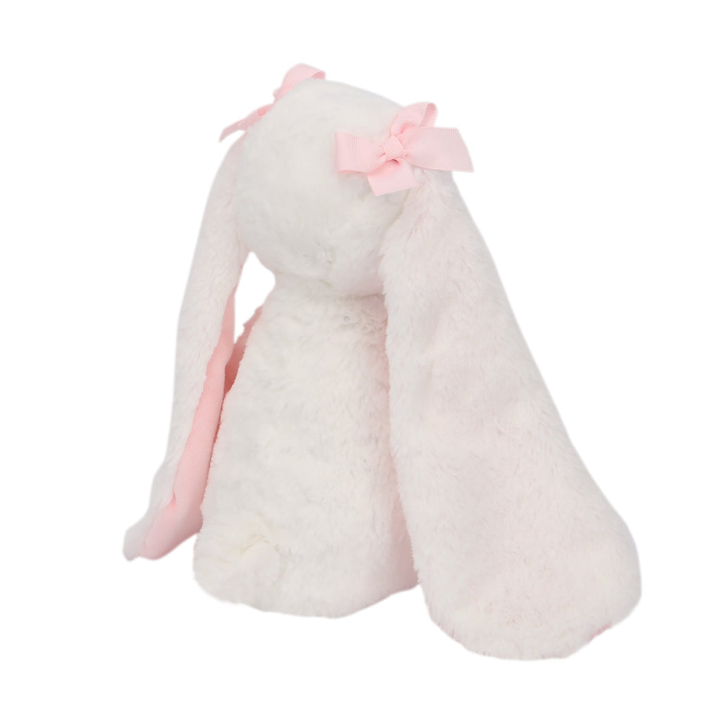 Peluche lapin blanc avec des nœuds roses