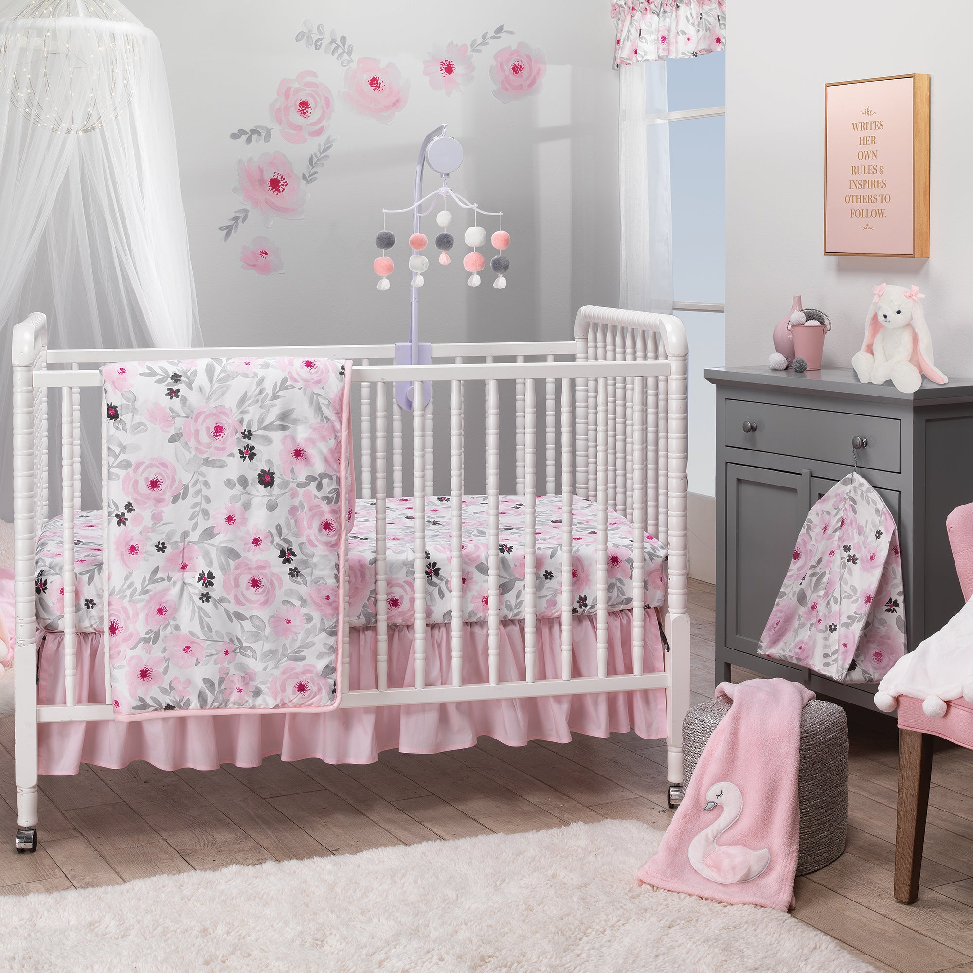 Peluche lapin blanc avec des nœuds roses