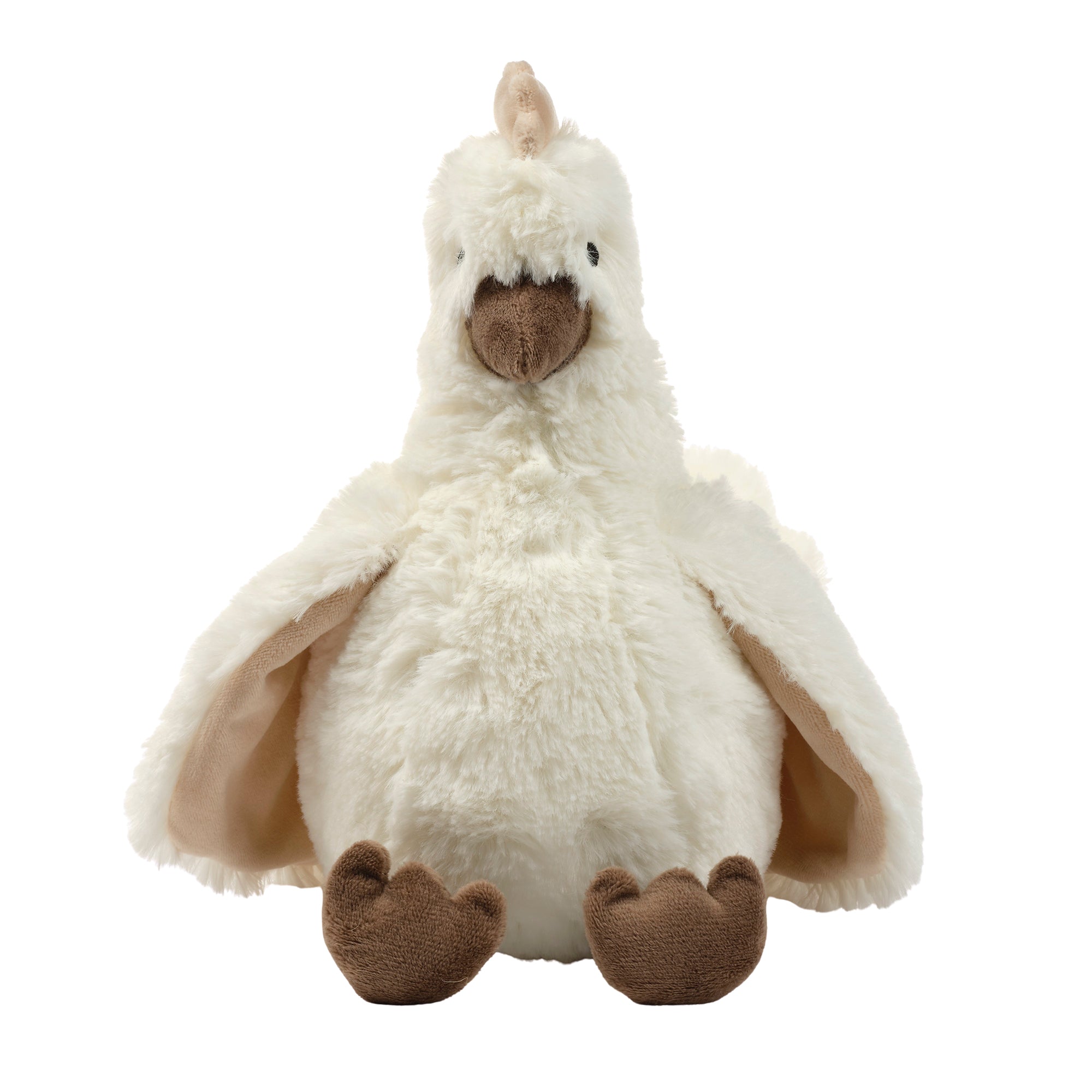 Peluche Poulet en Fausse Fourrure Blanche