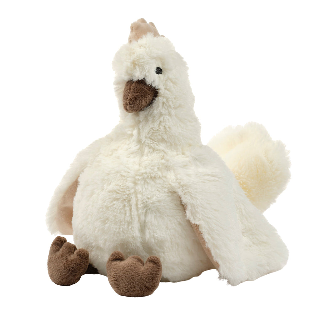 Peluche Poulet en Fausse Fourrure Blanche