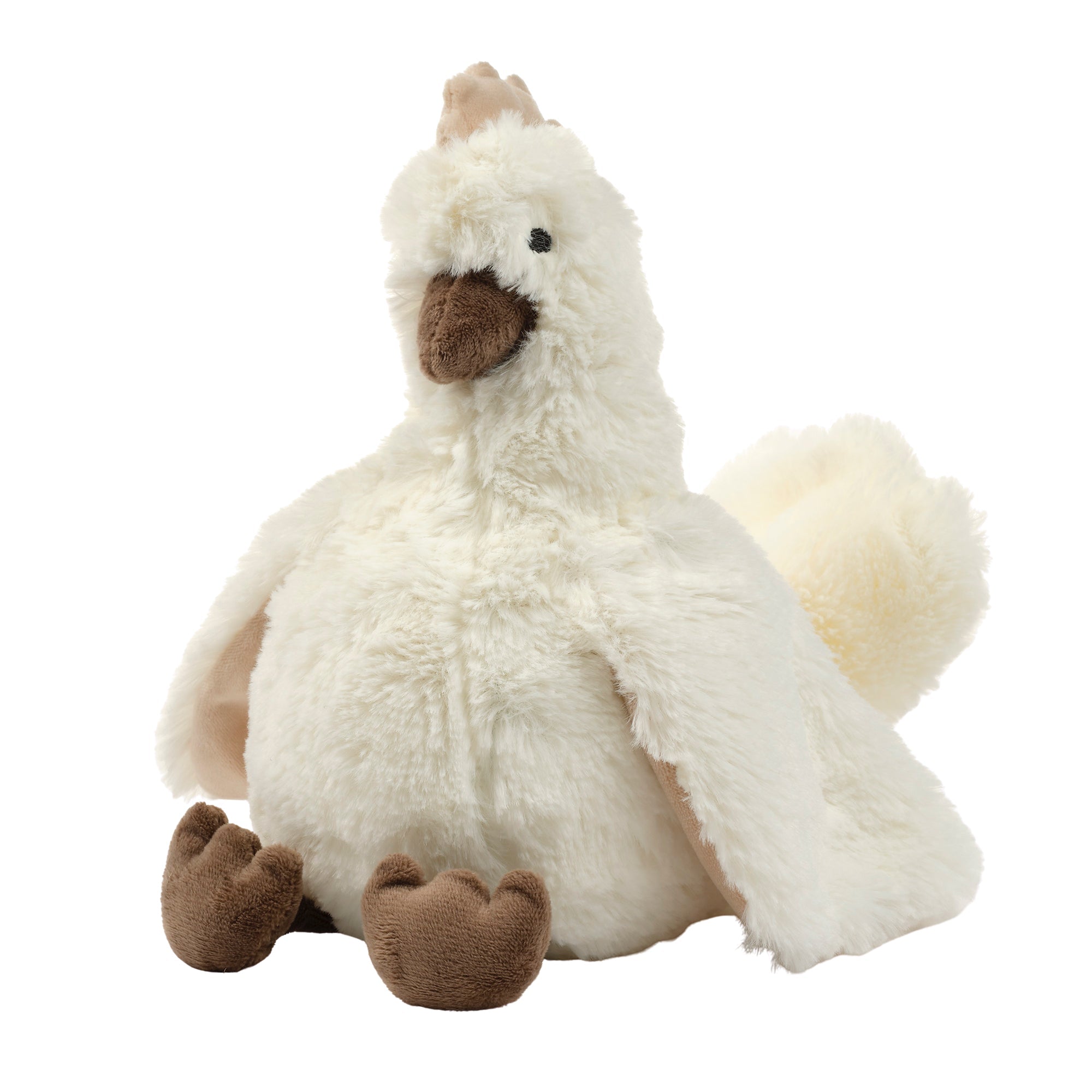 Peluche Poulet en Fausse Fourrure Blanche