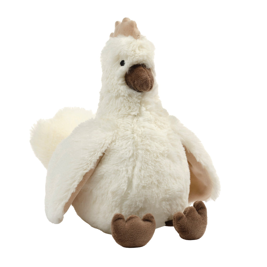 Peluche Poulet en Fausse Fourrure Blanche