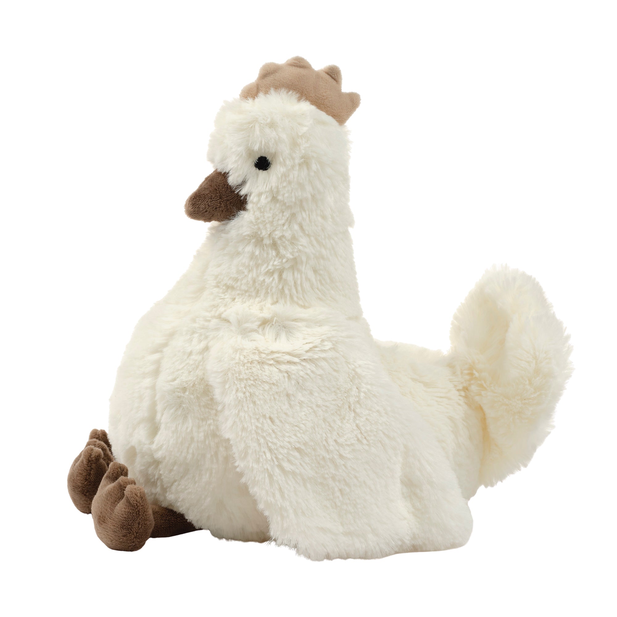 Peluche Poulet en Fausse Fourrure Blanche