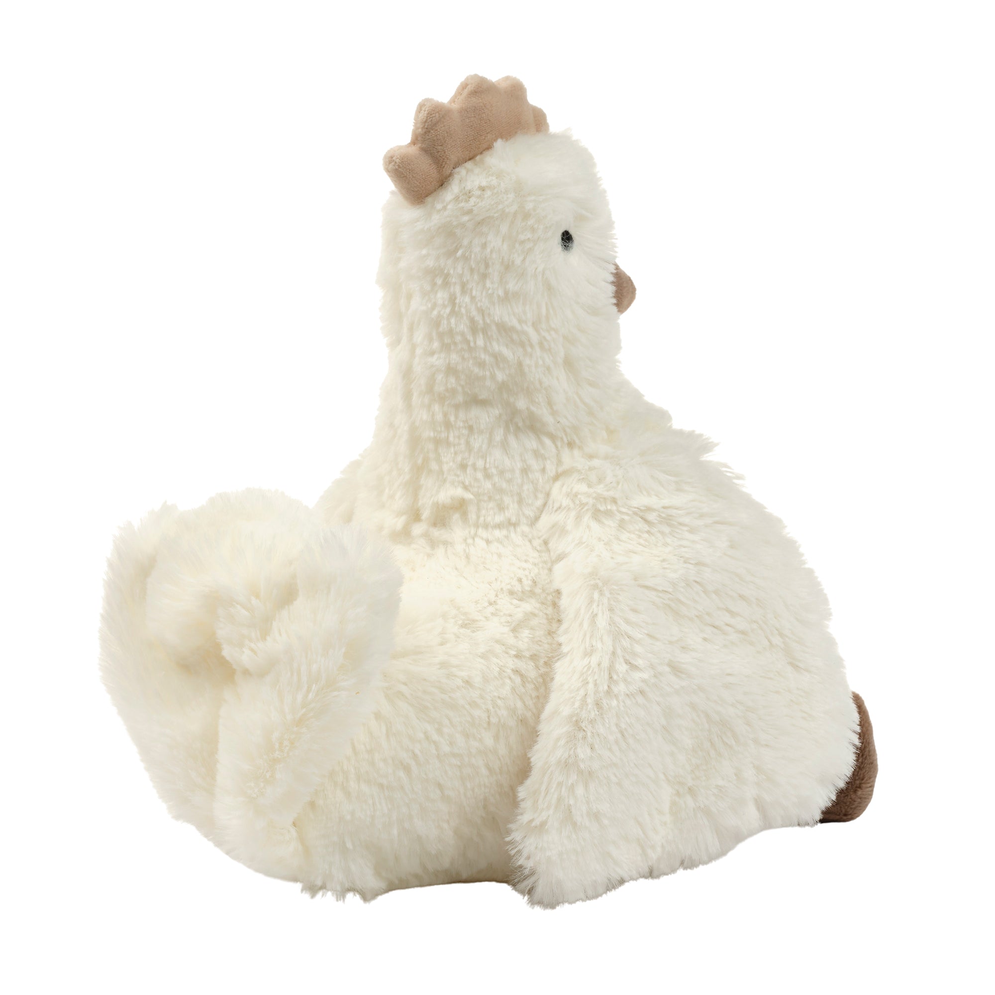 Peluche Poulet en Fausse Fourrure Blanche