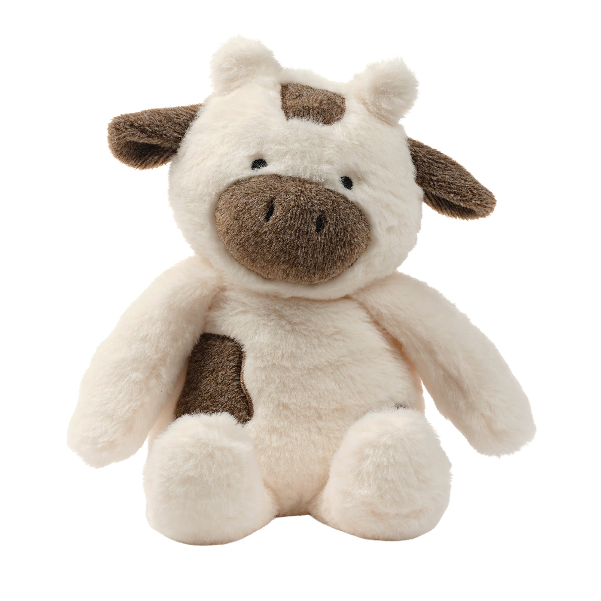 Peluche de vache en fausse fourrure blanche