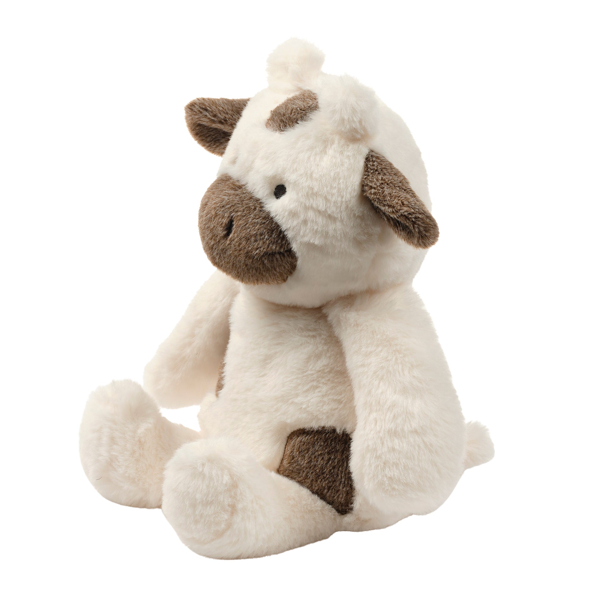 Peluche de vache en fausse fourrure blanche