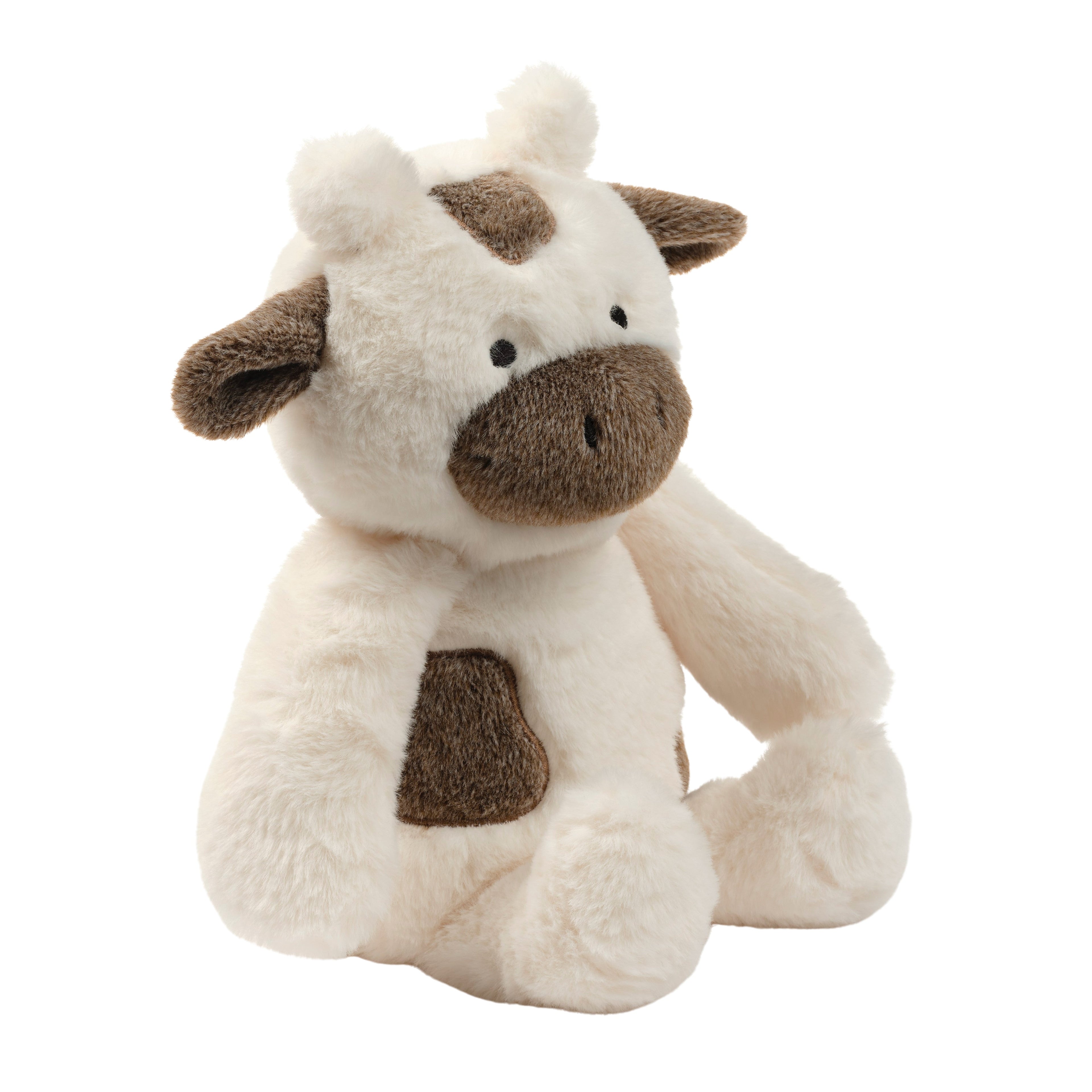 Peluche de vache en fausse fourrure blanche
