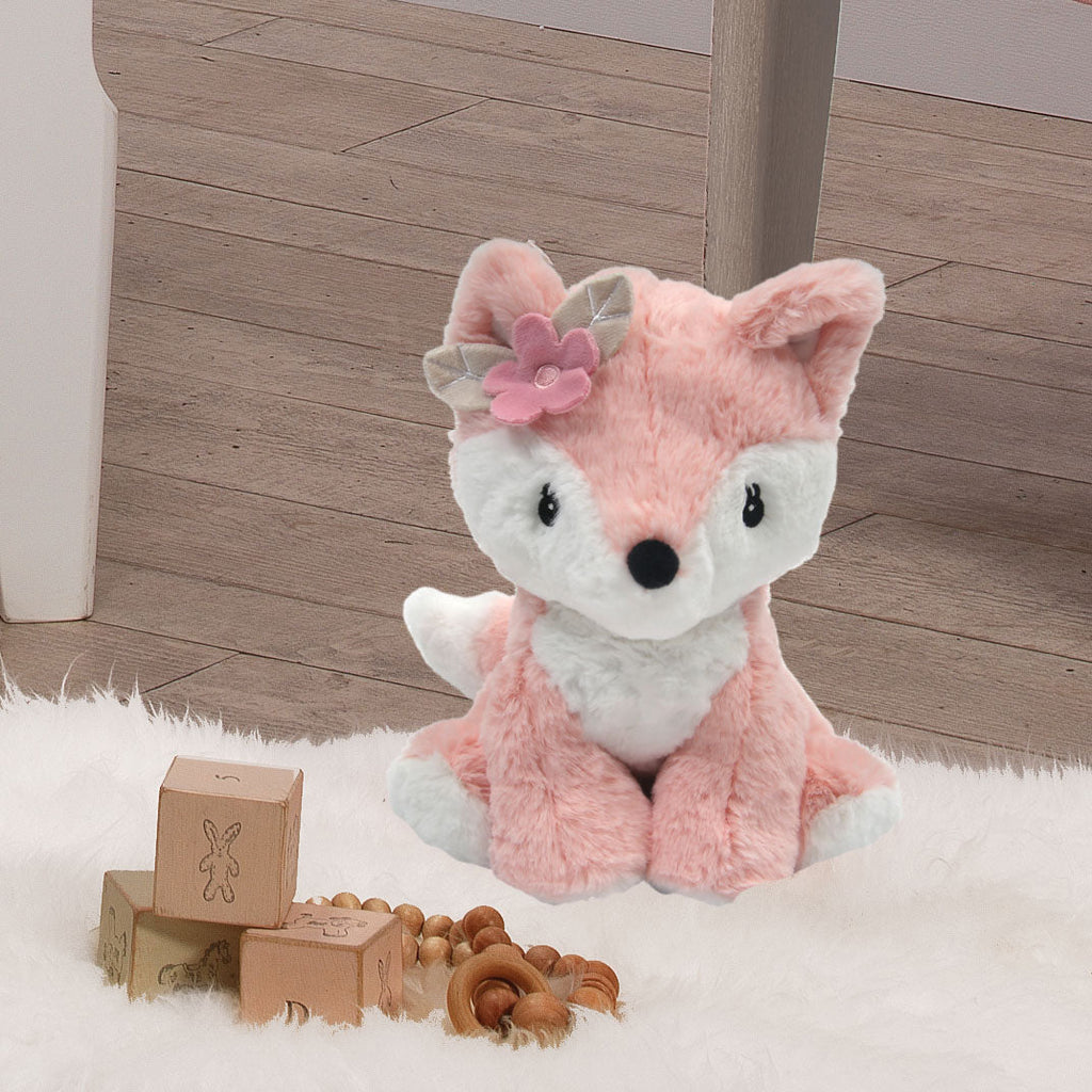 Peluche Renard Pêche avec Fleur Rose