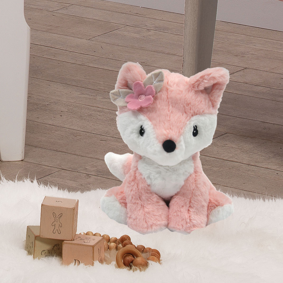 Peluche Renard Pêche avec Fleur Rose