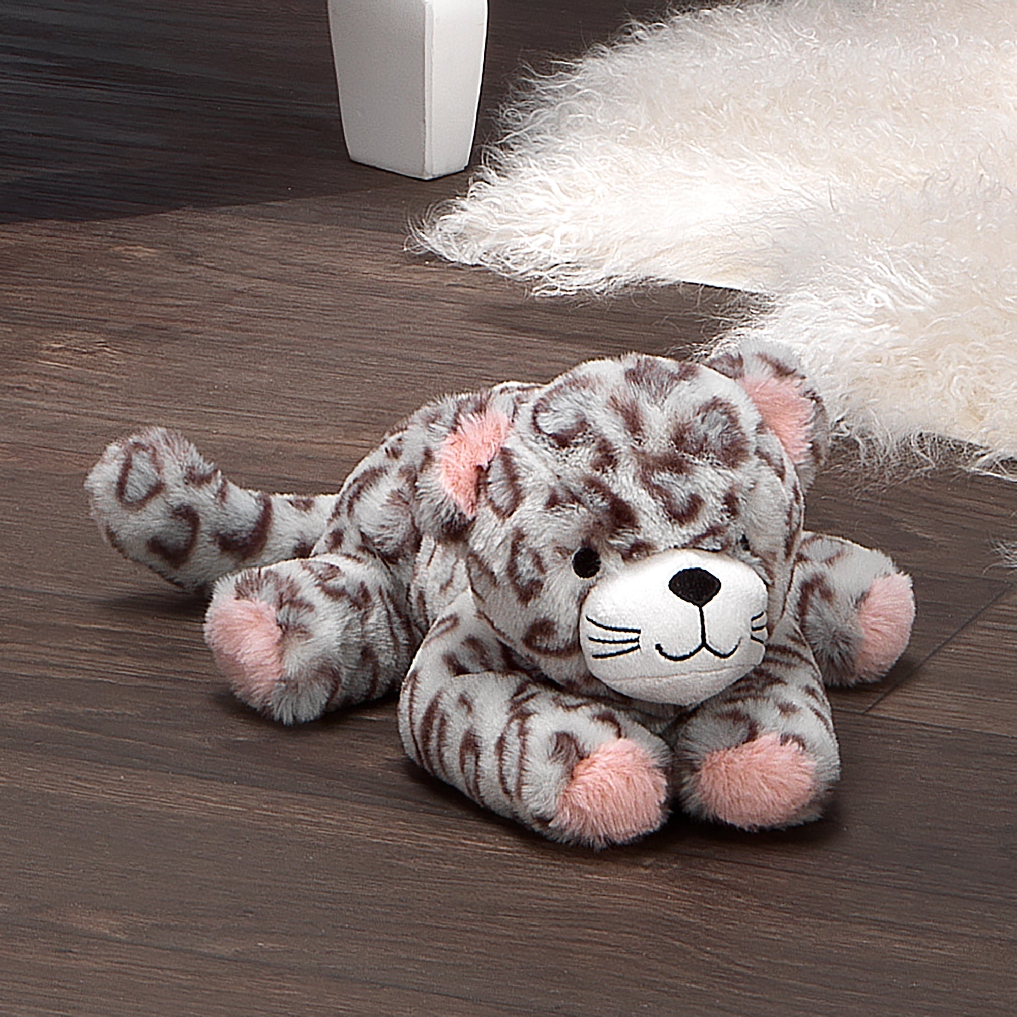 Peluche imprimée léopard gris