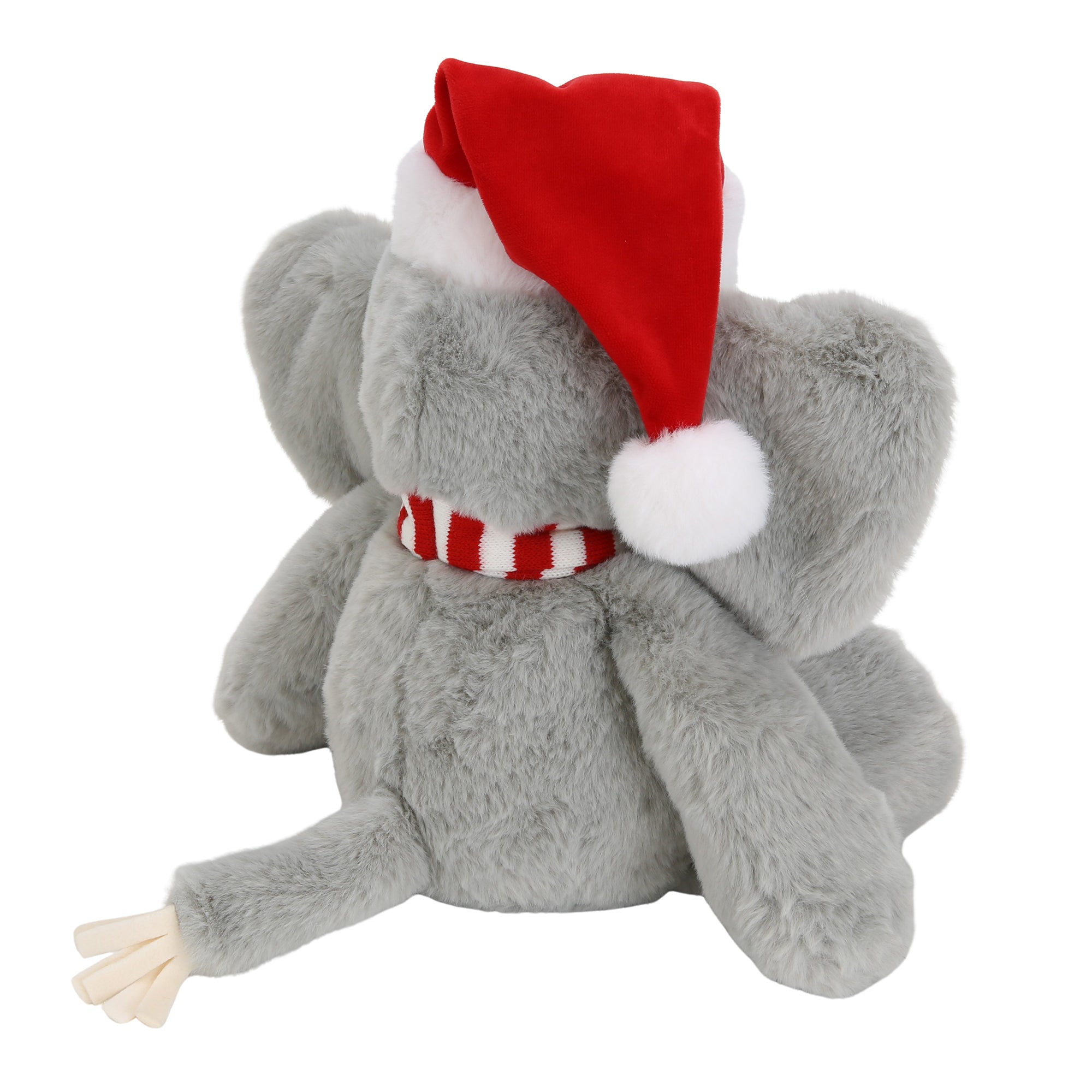 Peluche Éléphant Gris de Noël avec Bonnet de Père Noël